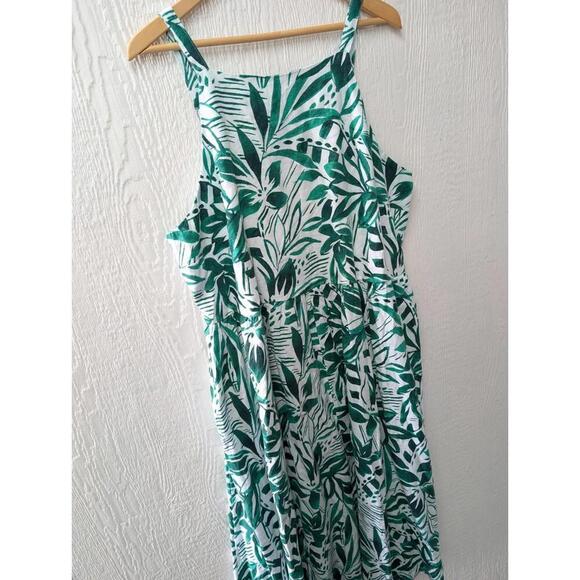 Lands' End 100% Linen Tropical Sleeveless Midi Dress Pockets Plus Size 2X 20-22W - Picture 3 of 8